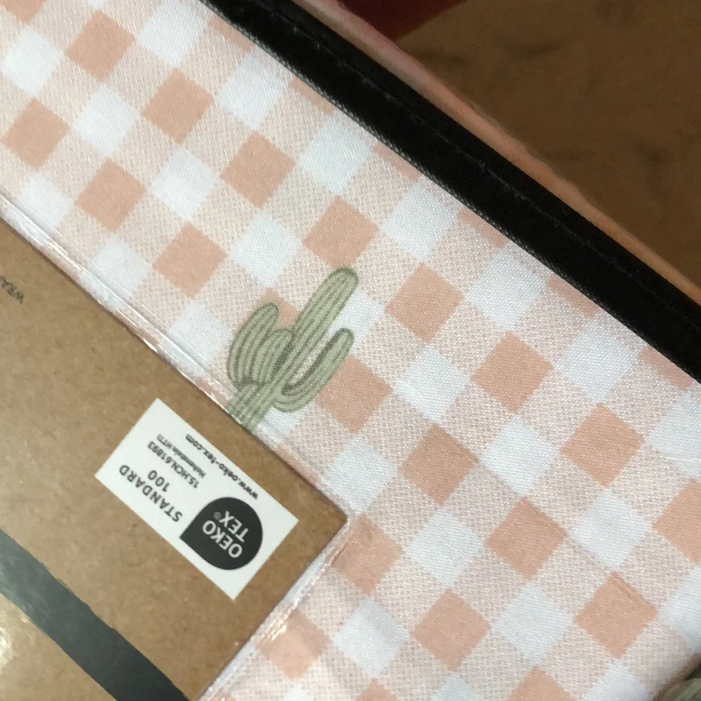 Wrangler Pink Gingham TWIN Sheet Set with Green Cactus Accents
